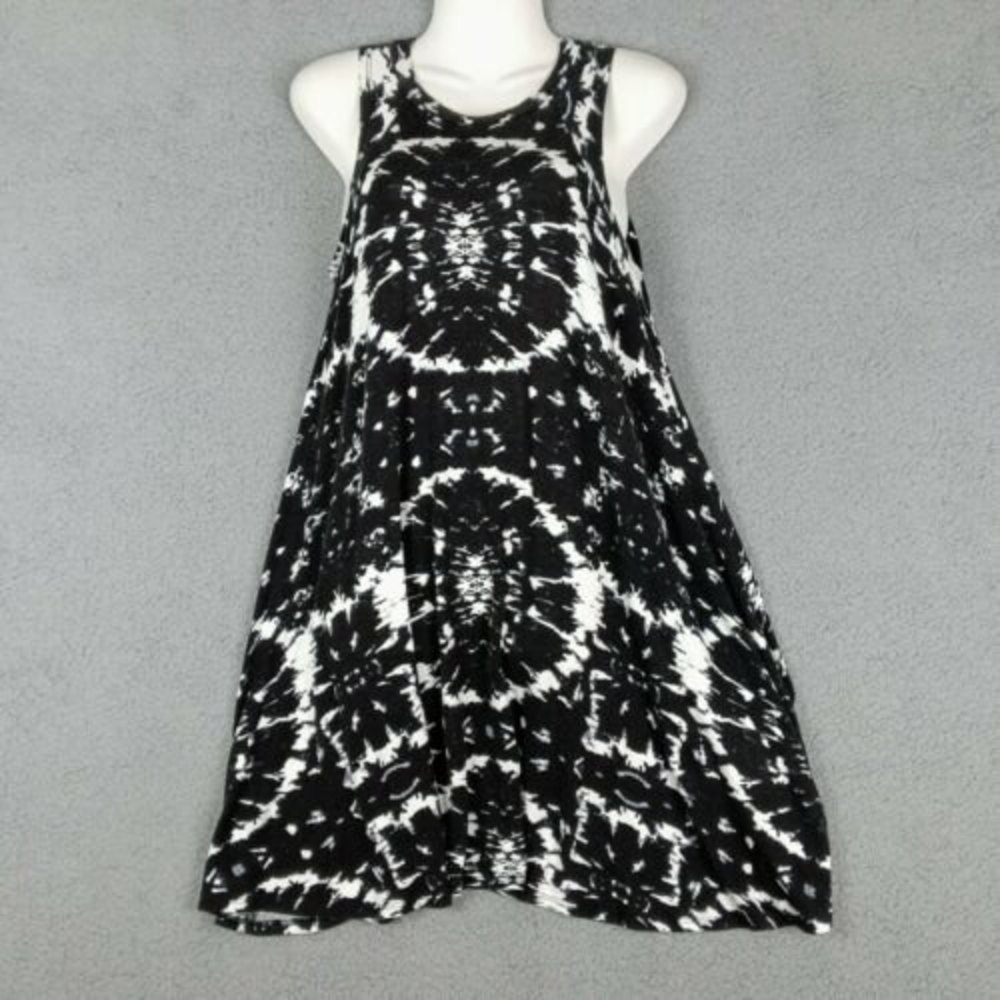 Alya Size S Mini Tank Dress Tie Dye Stretchy Sleeveless Black White